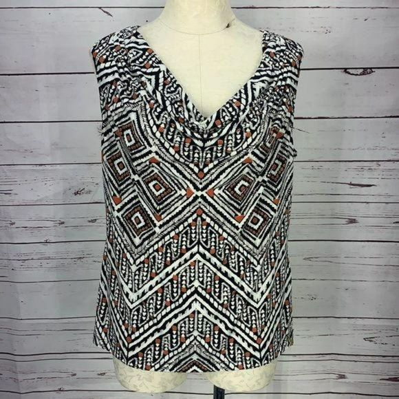 Calvin Klein Woman's Aztec Print Cowl Neck Sleeveless Top Size Large - Picture 2 of 11
